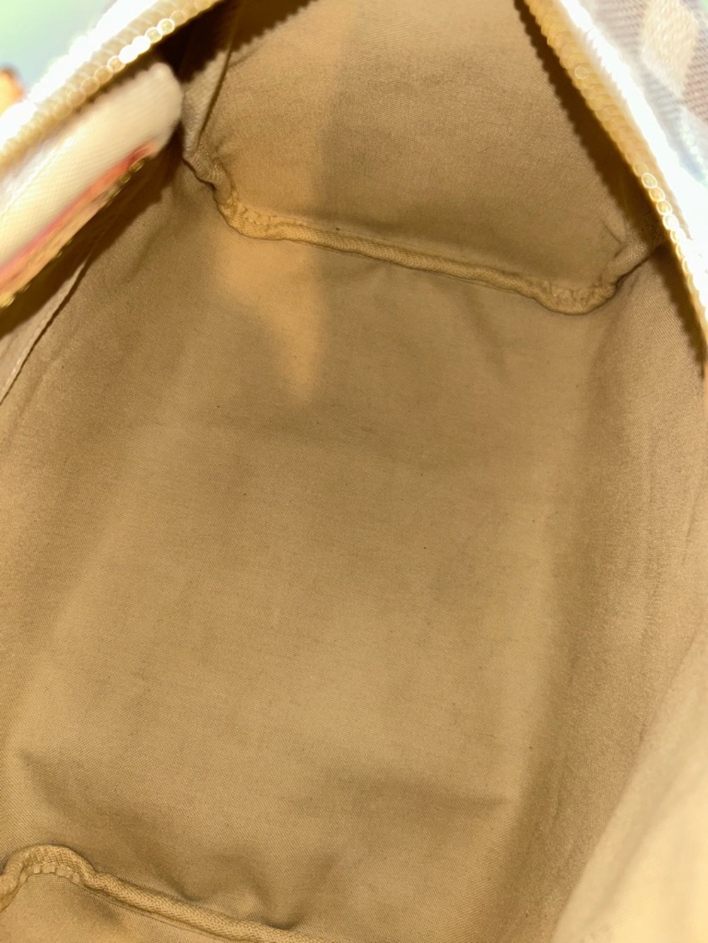 Louis Vuitton Damier Azur Checkered Satchel in Beige and Tan - Picture 5 of 10